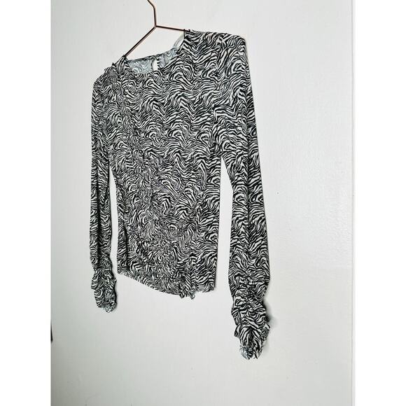 ONE TEASPOON Black White Interfere Ruffle Long Sleeve Party Top NWT Size Small - Picture 3 of 10